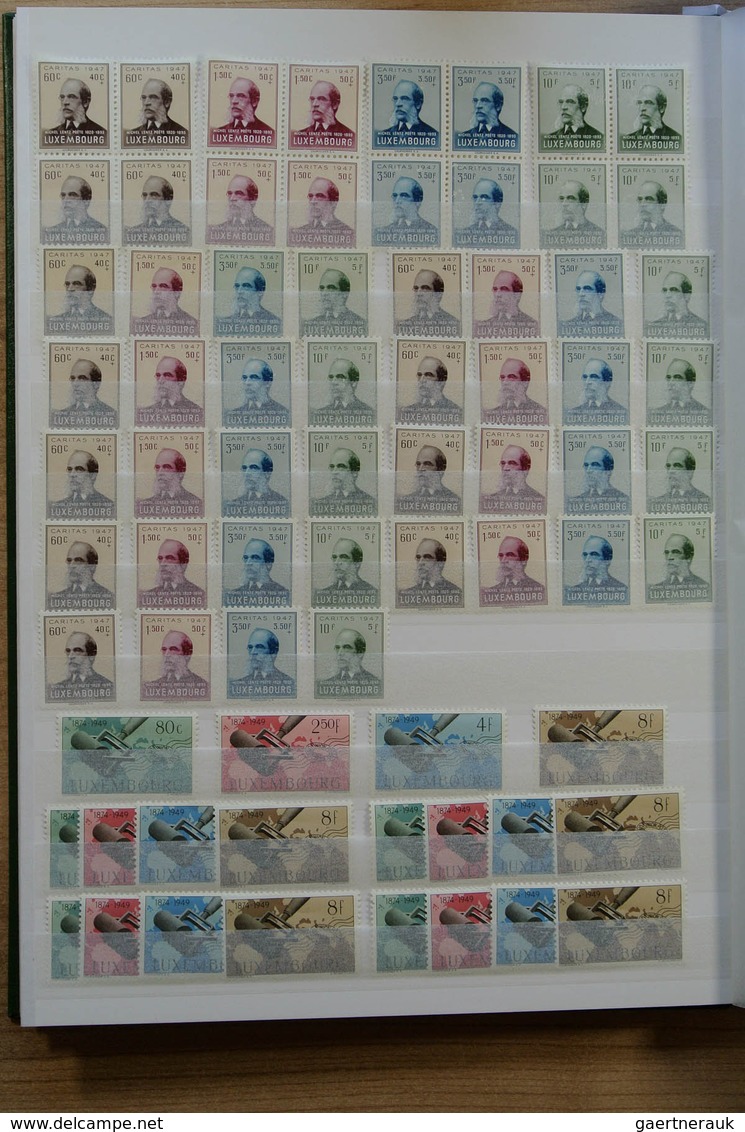 27279 Luxemburg: 1931-1982. Fantastic mint never hinged lot better sets and sheetlets, mainly very good co