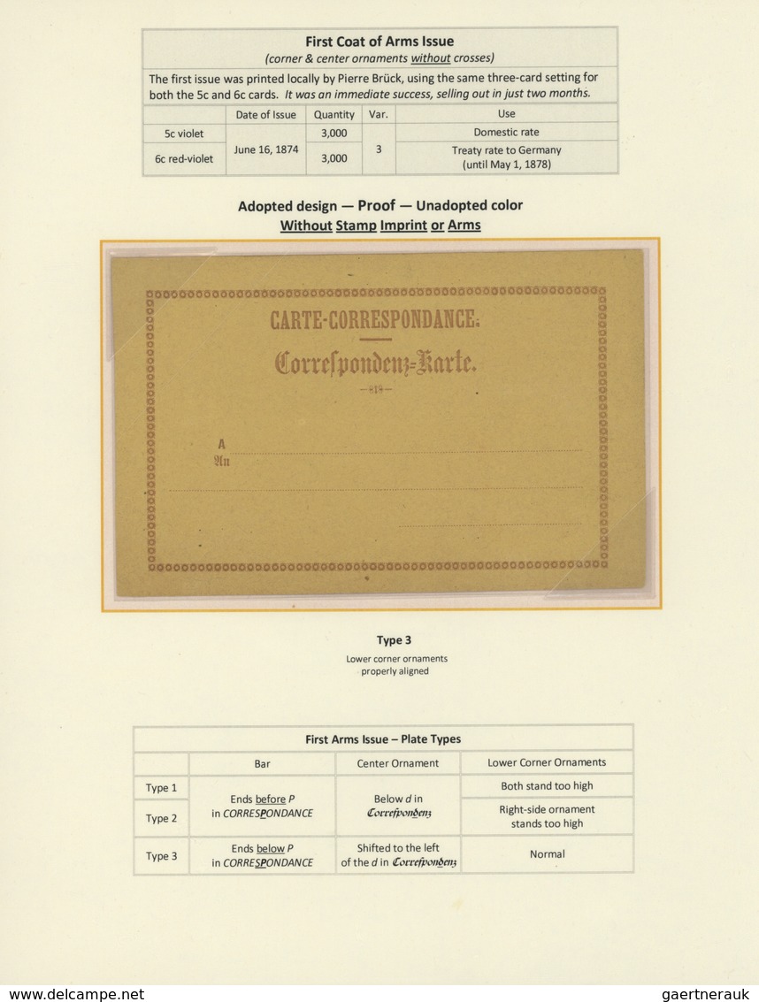 27288 Luxemburg - Ganzsachen: 1870-1882 LUXEMBOURG'S COAT OF ARMS POSTAL STATIONERY: Exhibition collection