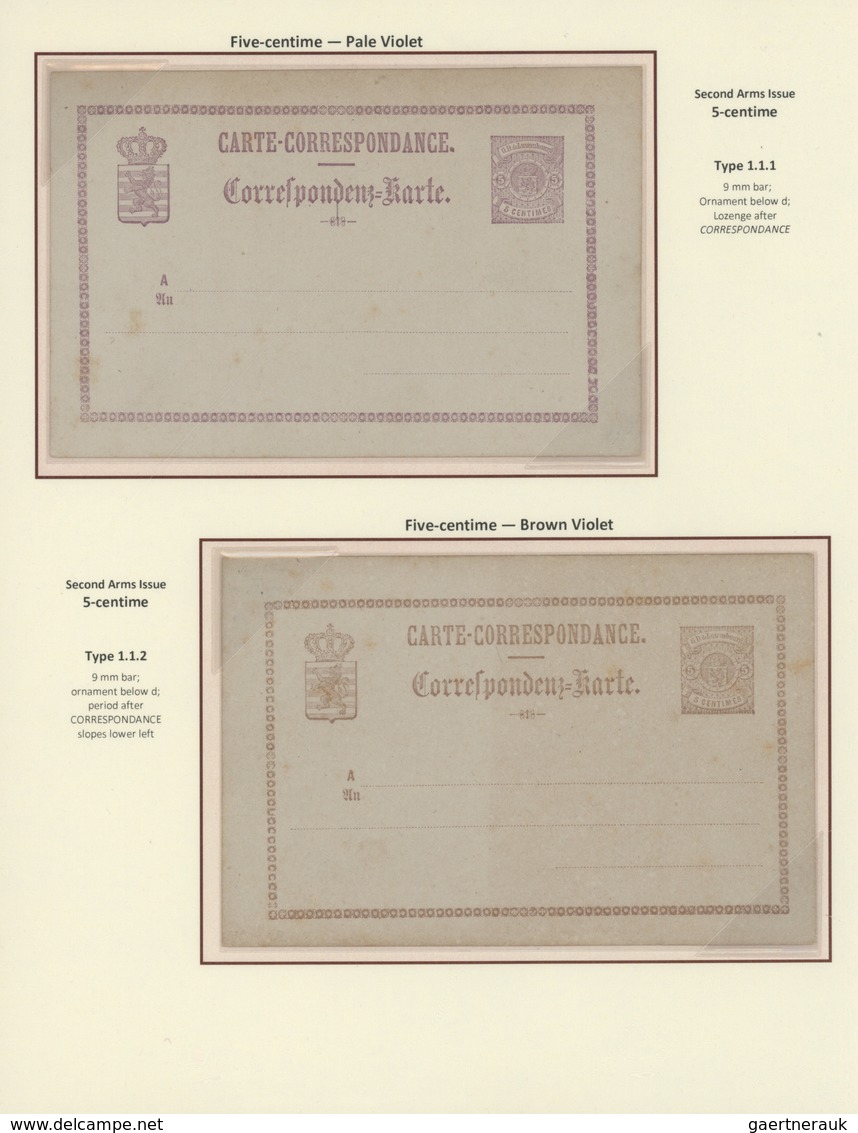 27288 Luxemburg - Ganzsachen: 1870-1882 LUXEMBOURG'S COAT OF ARMS POSTAL STATIONERY: Exhibition collection