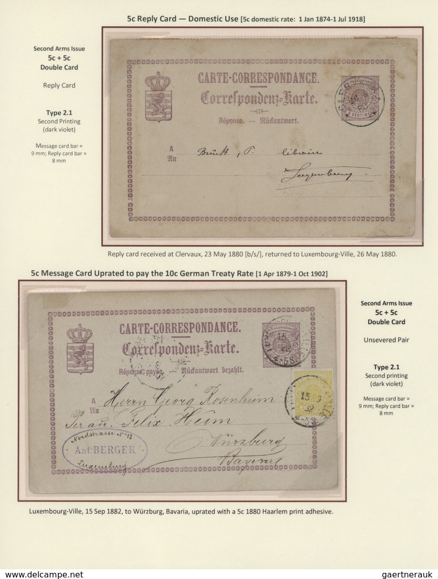 27288 Luxemburg - Ganzsachen: 1870-1882 LUXEMBOURG'S COAT OF ARMS POSTAL STATIONERY: Exhibition collection