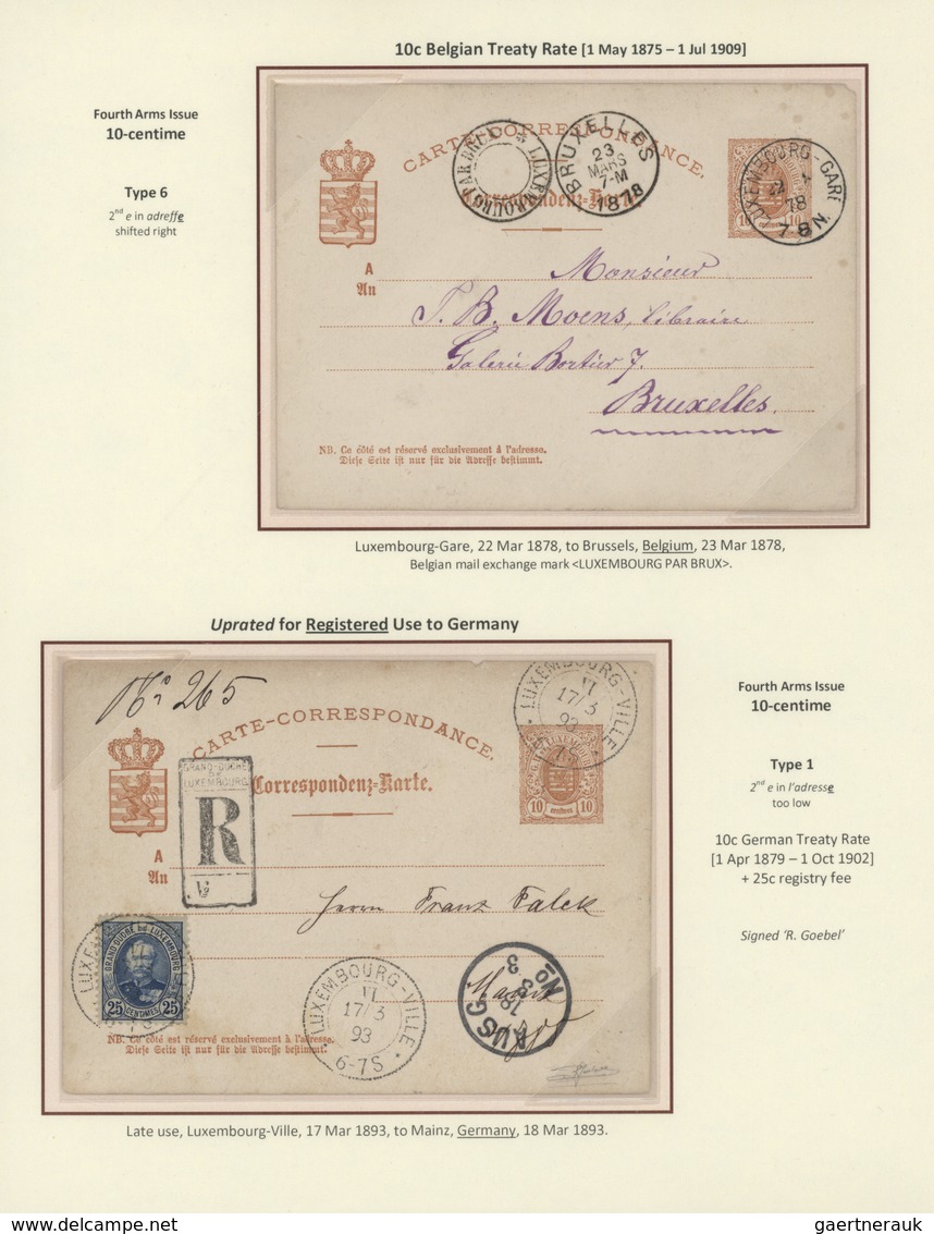 27288 Luxemburg - Ganzsachen: 1870-1882 LUXEMBOURG'S COAT OF ARMS POSTAL STATIONERY: Exhibition collection