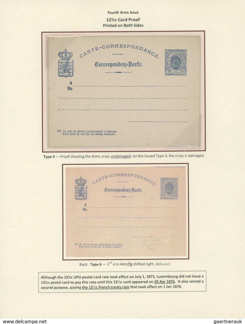 27288 Luxemburg - Ganzsachen: 1870-1882 LUXEMBOURG'S COAT OF ARMS POSTAL STATIONERY: Exhibition collection