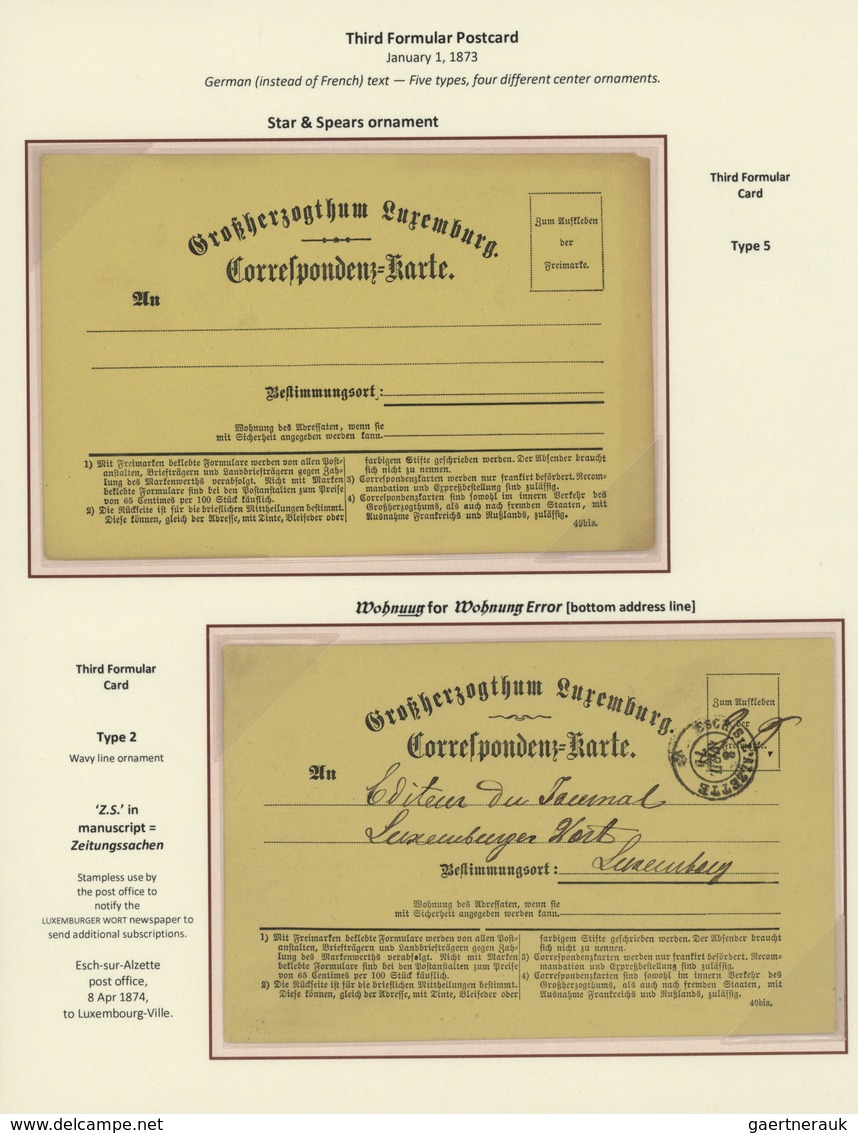 27288 Luxemburg - Ganzsachen: 1870-1882 LUXEMBOURG'S COAT OF ARMS POSTAL STATIONERY: Exhibition collection