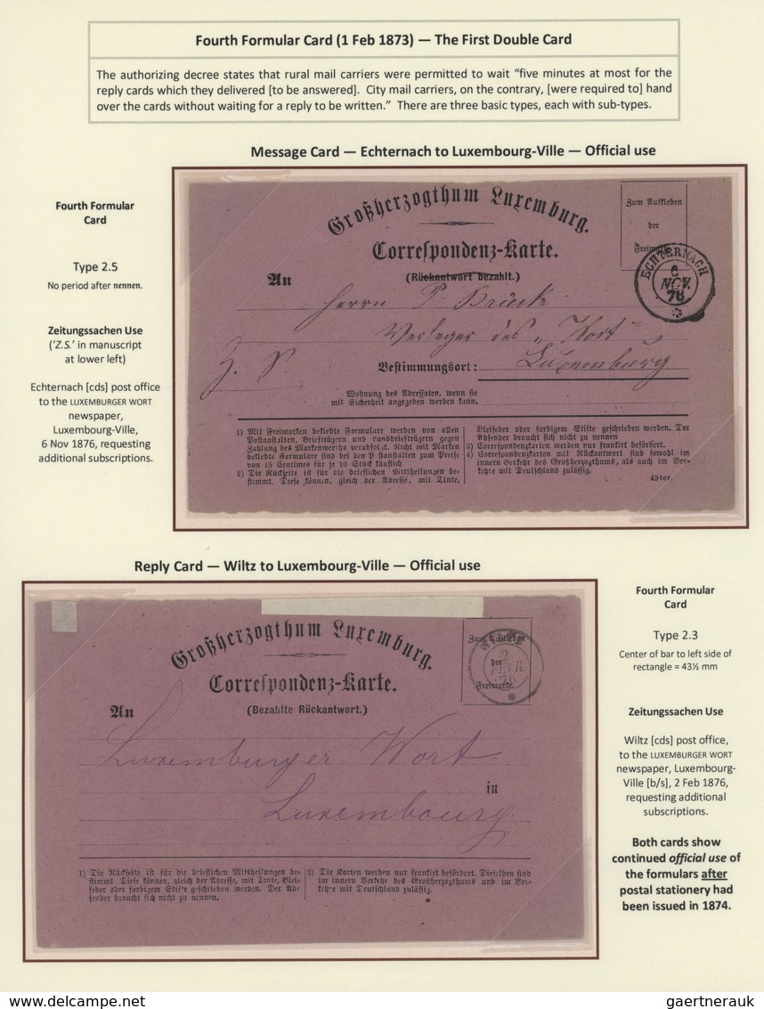 27288 Luxemburg - Ganzsachen: 1870-1882 LUXEMBOURG'S COAT OF ARMS POSTAL STATIONERY: Exhibition collection