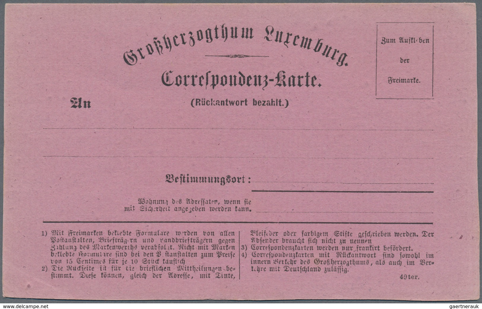 27289 Luxemburg - Ganzsachen: 1870/1874, Interessante Sammlung Der Postkarten-Vorläufer Mit 20. Ungebrauch - Entiers Postaux