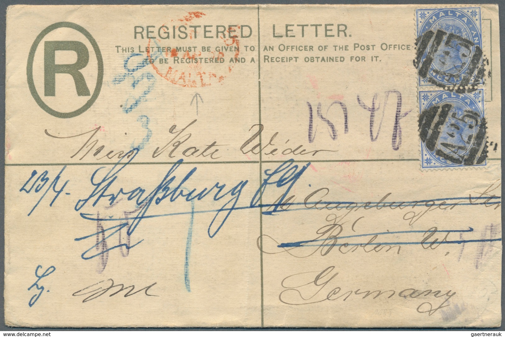 27292 Malta: 1845-1950 (ca.), Collection Of 170 Mostly Better Items, Shipmail, Postage Due, Many Registere - Malte
