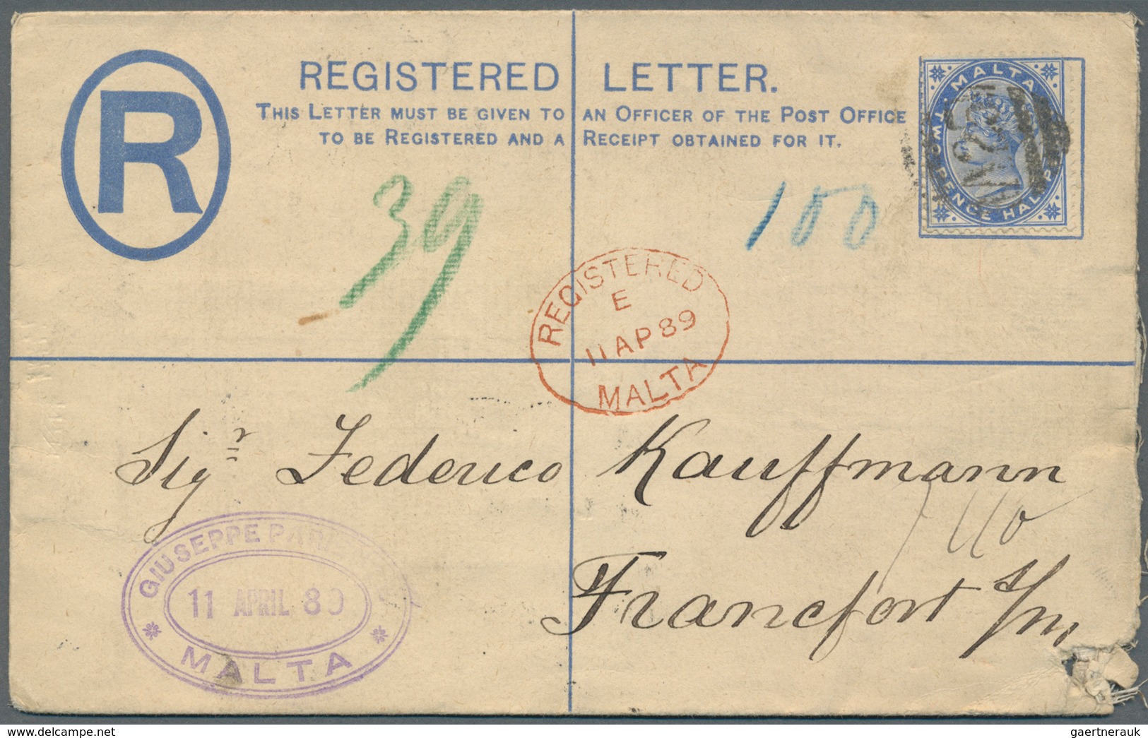 27292 Malta: 1845-1950 (ca.), collection of 170 mostly better items, shipmail, postage due, many registere