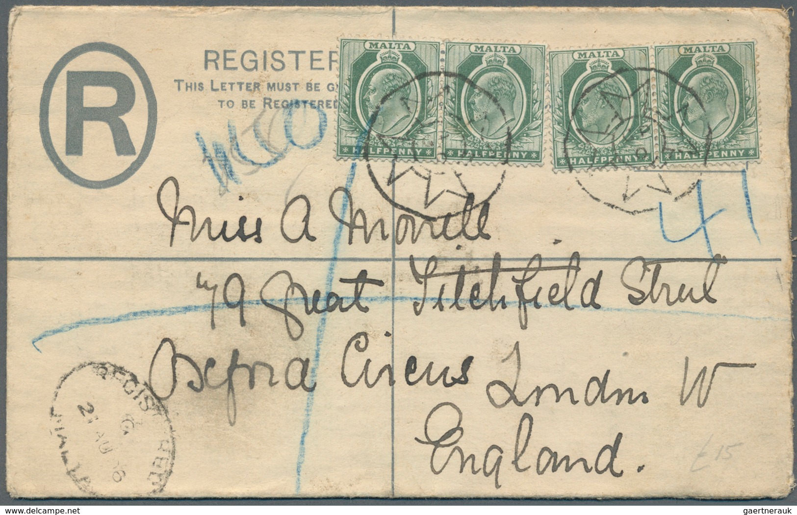 27292 Malta: 1845-1950 (ca.), collection of 170 mostly better items, shipmail, postage due, many registere