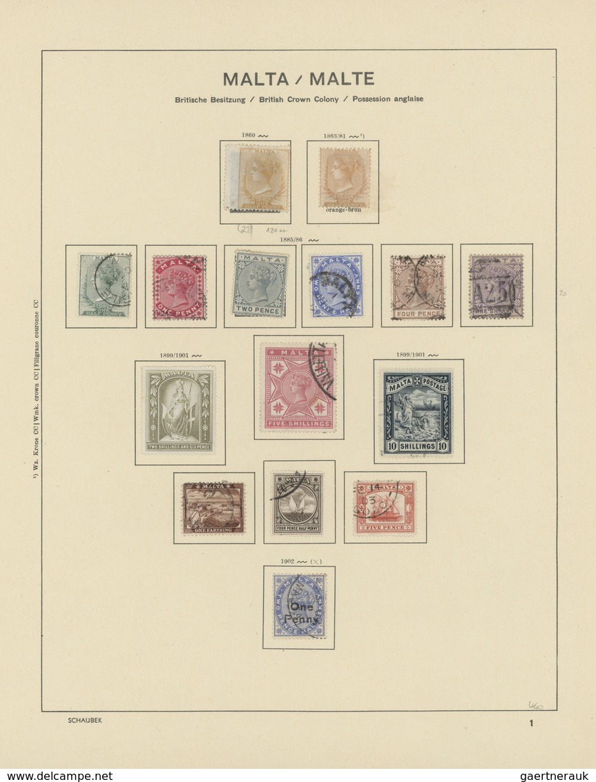 27297 Malta: 1860/1965, Collection Mixed Used And Unused On Schaubek Albumpages, Within F.ex. SG 2B, 14 Us - Malte