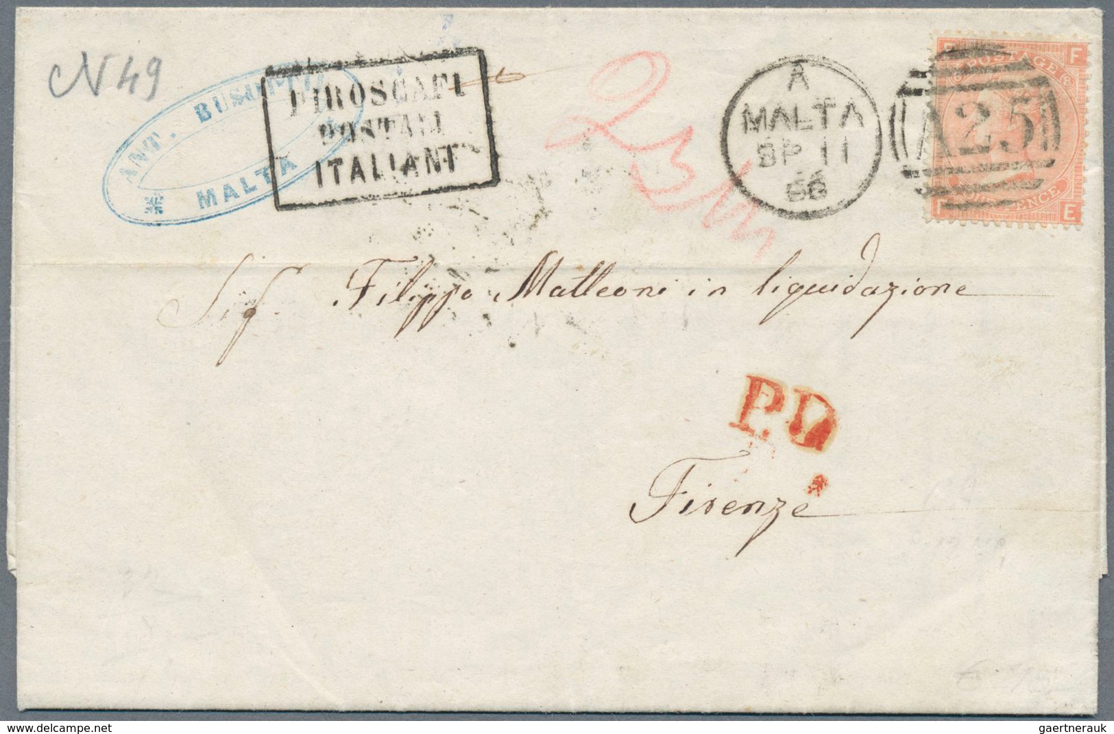 27299 Malta: 1866/1963, Posten Mit 15 Briefen, Karten Und Ganzsachen - Malte