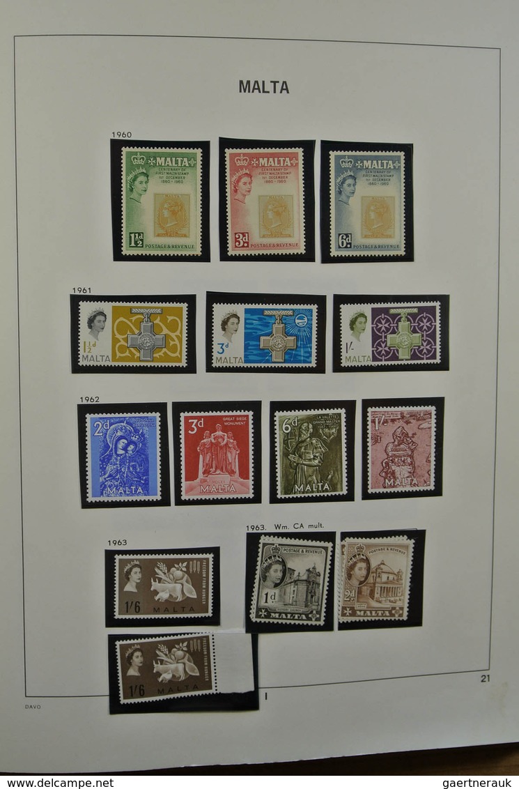 27304 Malta: 1957-2005. Mostly MNH, overcomplete collection Malta 1957-2005 in 2 Davo albums, including a.