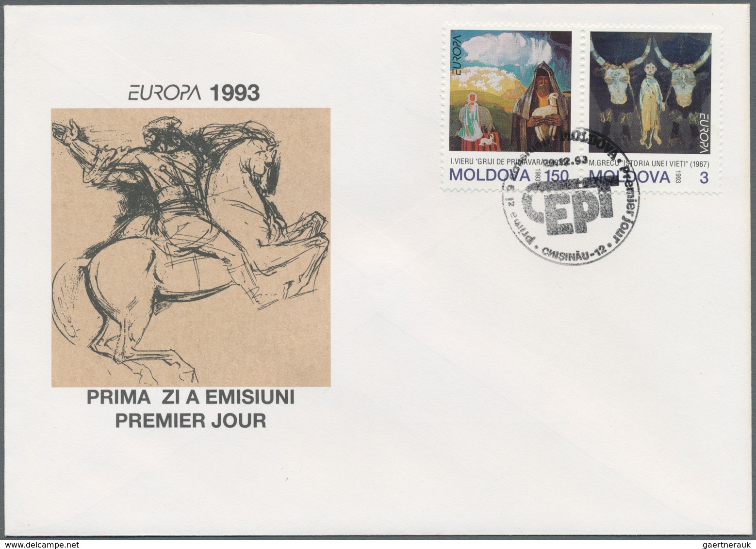 27329 Moldawien: 1993, Europa-CEPT Lagerbestand Von Ersttagsbriefen Mit Zusammendrucken (108), Kompl. Böge - Moldavie