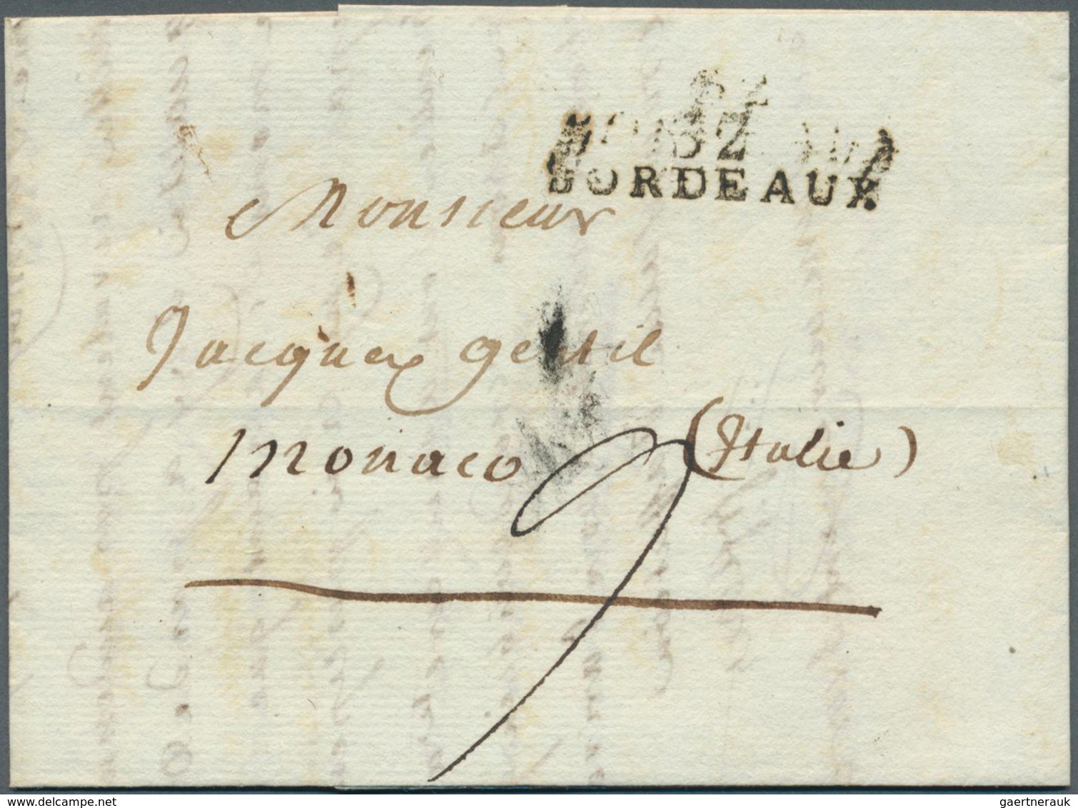 27338 Monaco - Vorphilatelie: 1791/1819 25 Briefe Aus Südfrankreich (Bordeaux, Marseille, Nizza, Agde, Nan - ...-1885 Préphilatélie