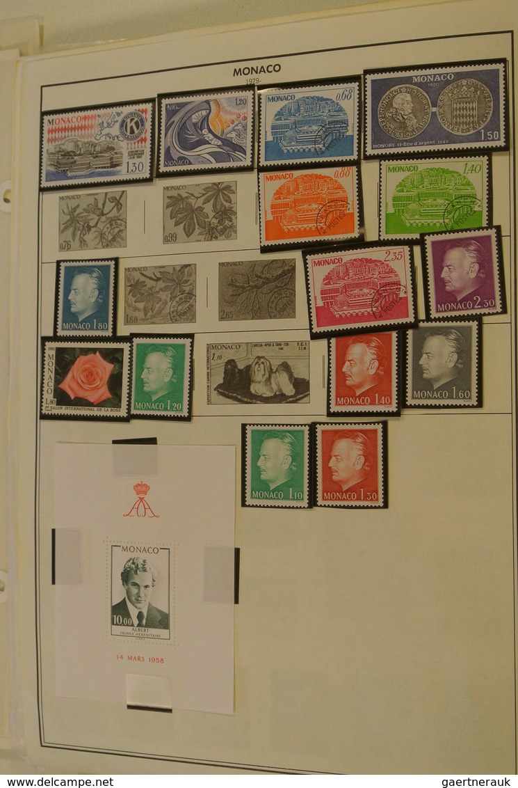 27342 Monaco: 1885/1983_ MNH, mint hinged and used collection Monaco 1885-1983 on albumpages in folder. Me