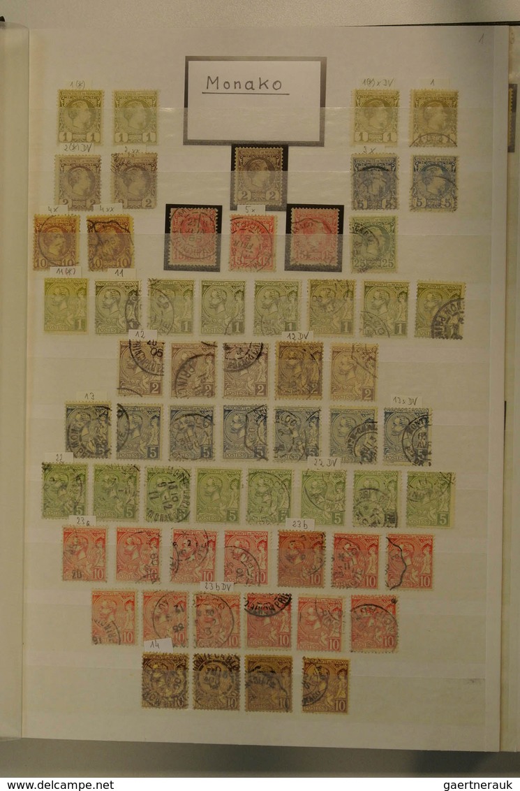 27346 Monaco: 1885/1974: Well Filled, MNH, Mint Hinged And Used Collection Monaco 1885-1974 In 2 Stockbook - Neufs