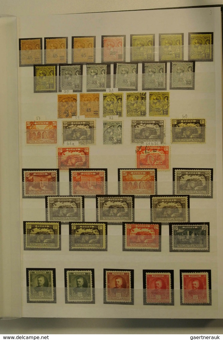 27346 Monaco: 1885/1974: Well filled, MNH, mint hinged and used collection Monaco 1885-1974 in 2 stockbook