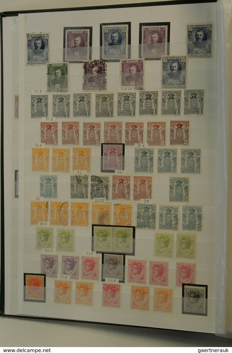 27346 Monaco: 1885/1974: Well filled, MNH, mint hinged and used collection Monaco 1885-1974 in 2 stockbook