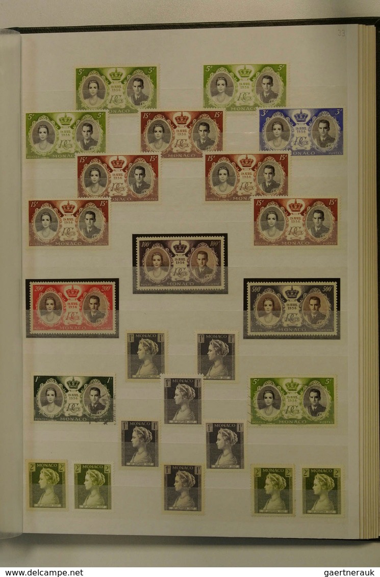 27346 Monaco: 1885/1974: Well filled, MNH, mint hinged and used collection Monaco 1885-1974 in 2 stockbook