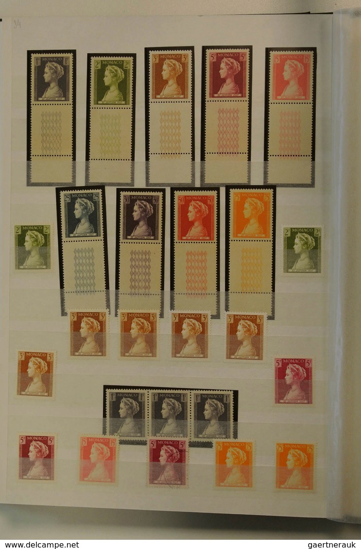 27346 Monaco: 1885/1974: Well filled, MNH, mint hinged and used collection Monaco 1885-1974 in 2 stockbook