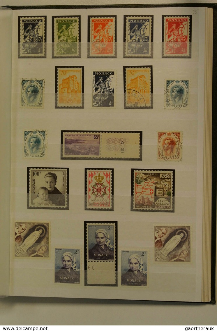 27346 Monaco: 1885/1974: Well filled, MNH, mint hinged and used collection Monaco 1885-1974 in 2 stockbook