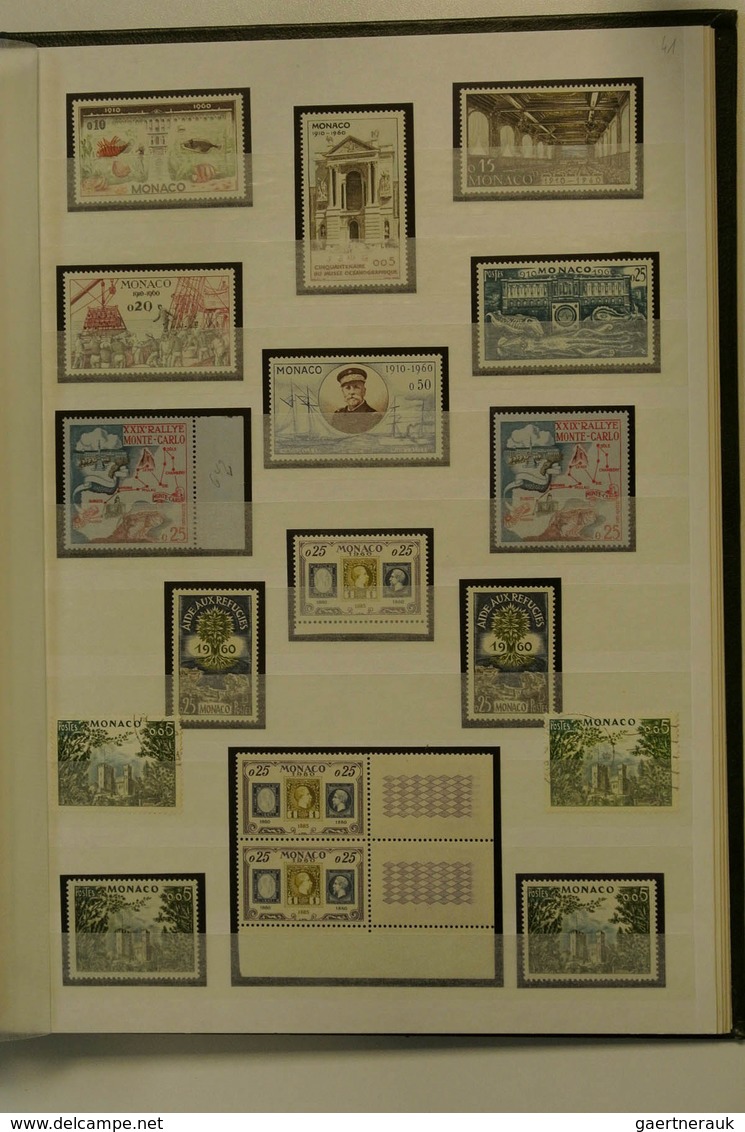 27346 Monaco: 1885/1974: Well filled, MNH, mint hinged and used collection Monaco 1885-1974 in 2 stockbook