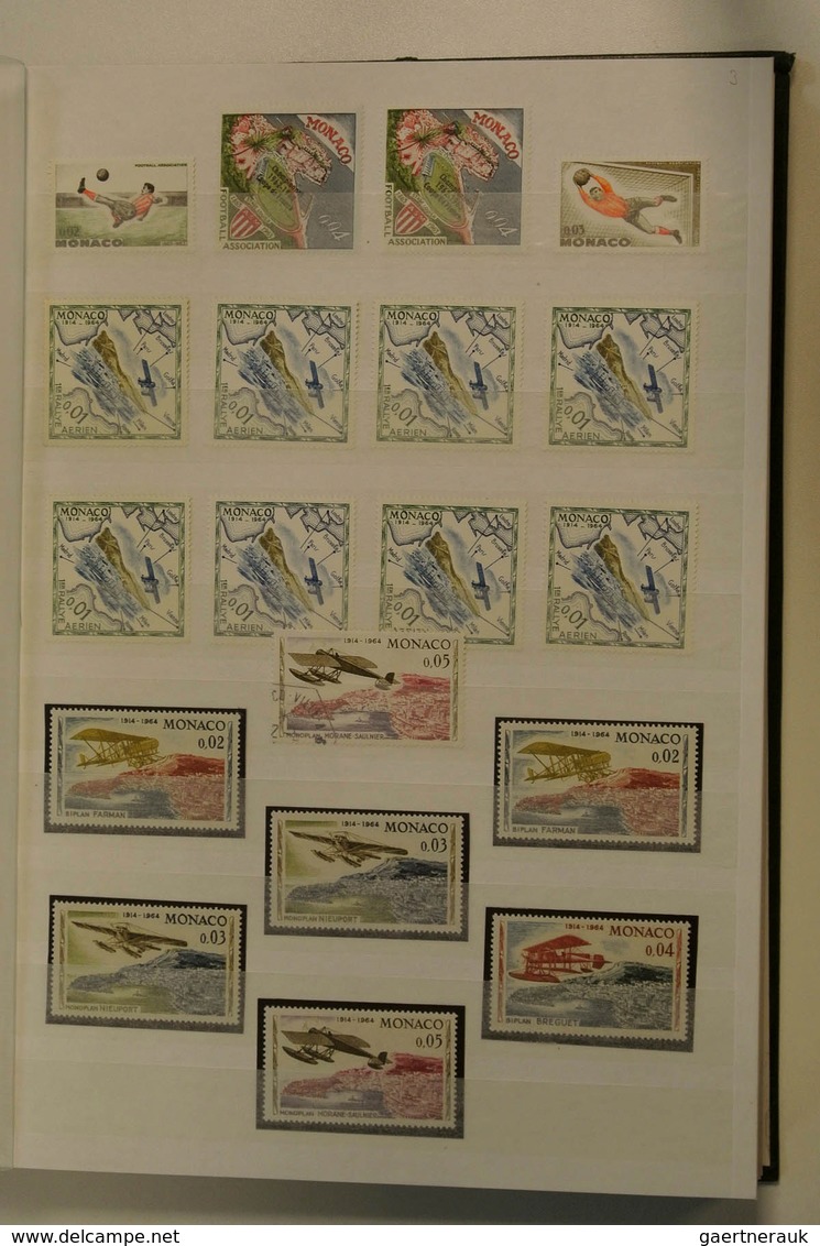 27346 Monaco: 1885/1974: Well filled, MNH, mint hinged and used collection Monaco 1885-1974 in 2 stockbook
