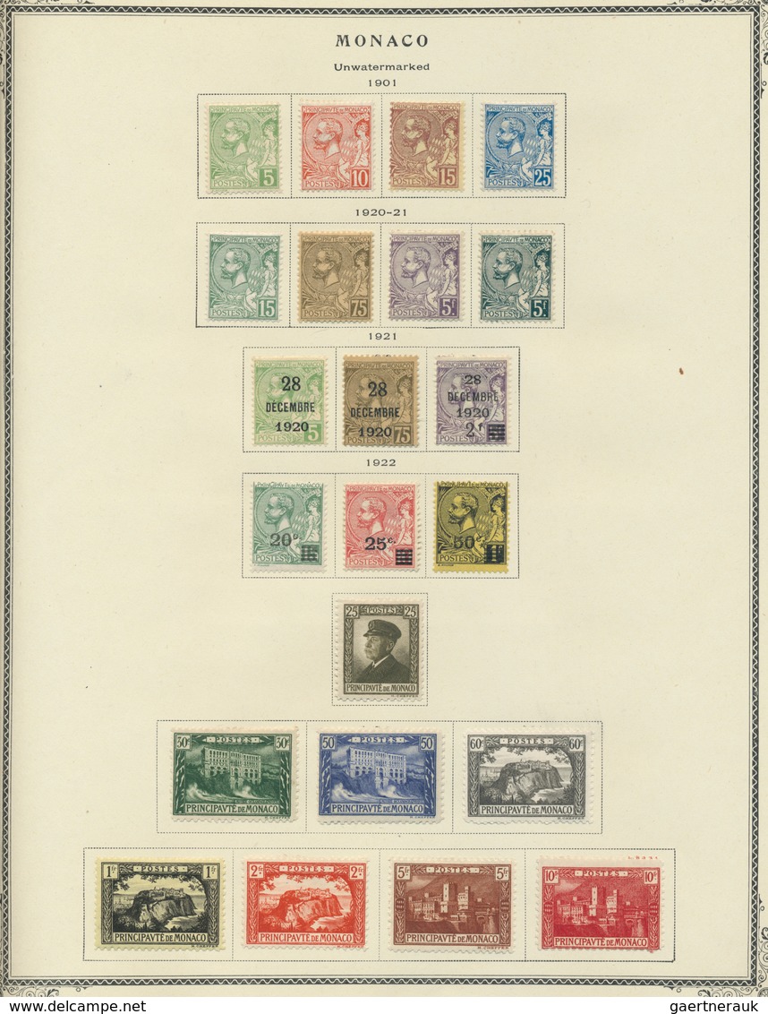 27350 Monaco: 1885/1950 (ca.), Saubere Ungebrauchte Sammlung Auf Vordruckblättern über Weite Strecken Komp - Neufs