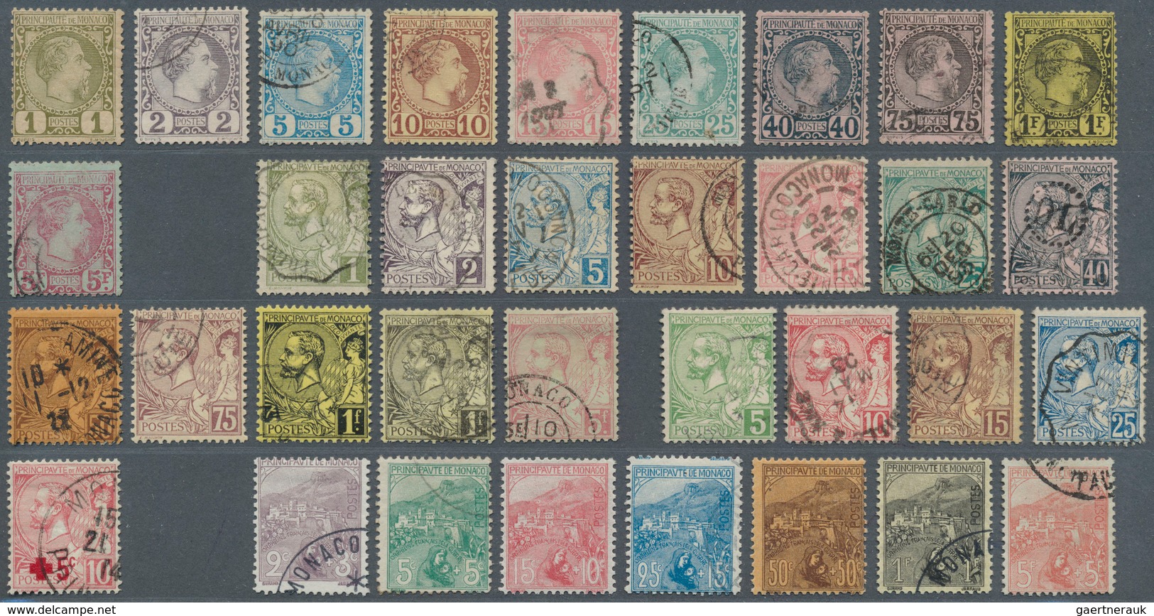 27353 Monaco: 1885-1922, Near To Complete Used Collection, From First Issue Up To 5f., Further Issues Also - Neufs