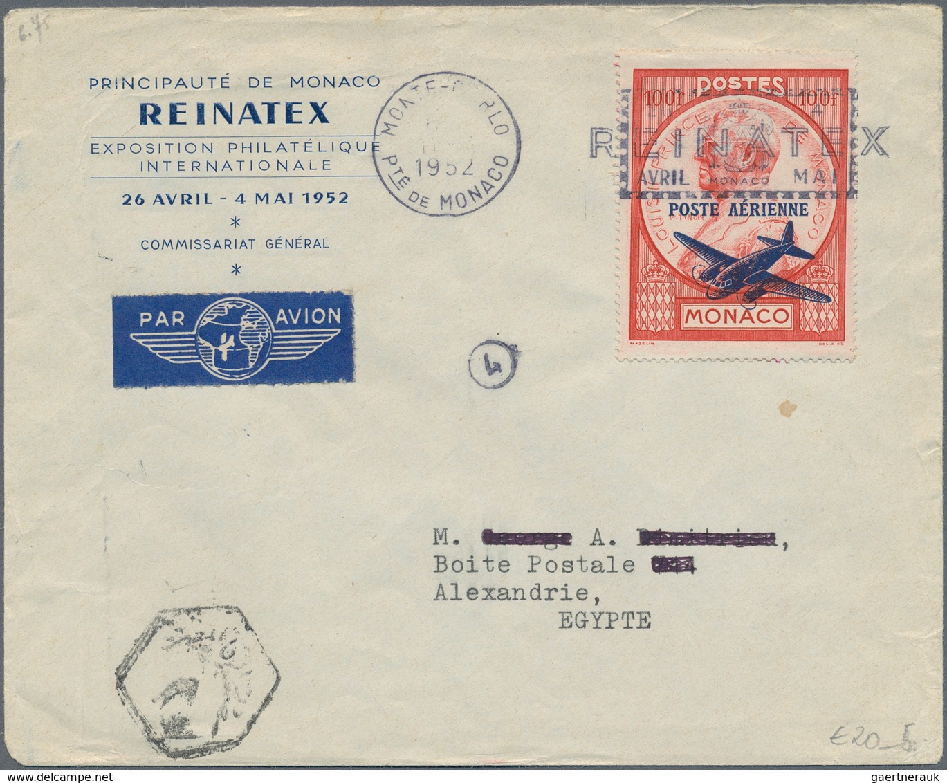 27357 Monaco: 1890/1960 (ca): 62 Covers And Postal Stationary, E.g. Airmails, Registered Letters, Reimbour - Neufs