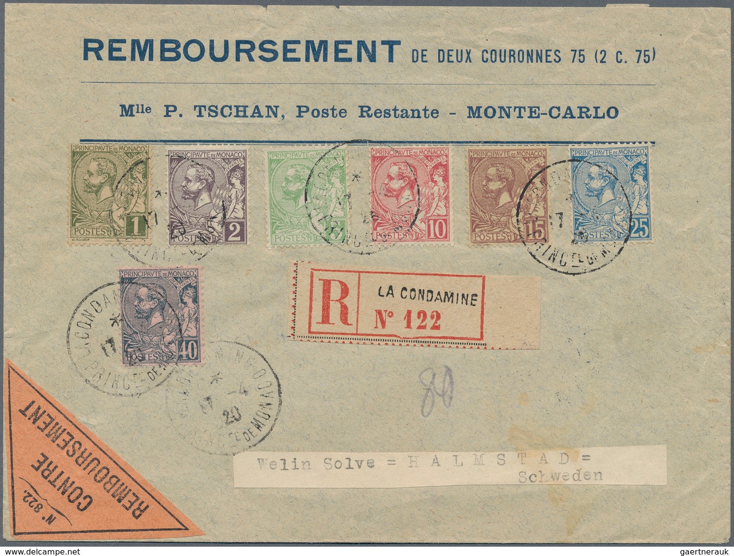 27357 Monaco: 1890/1960 (ca): 62 Covers And Postal Stationary, E.g. Airmails, Registered Letters, Reimbour - Ungebraucht