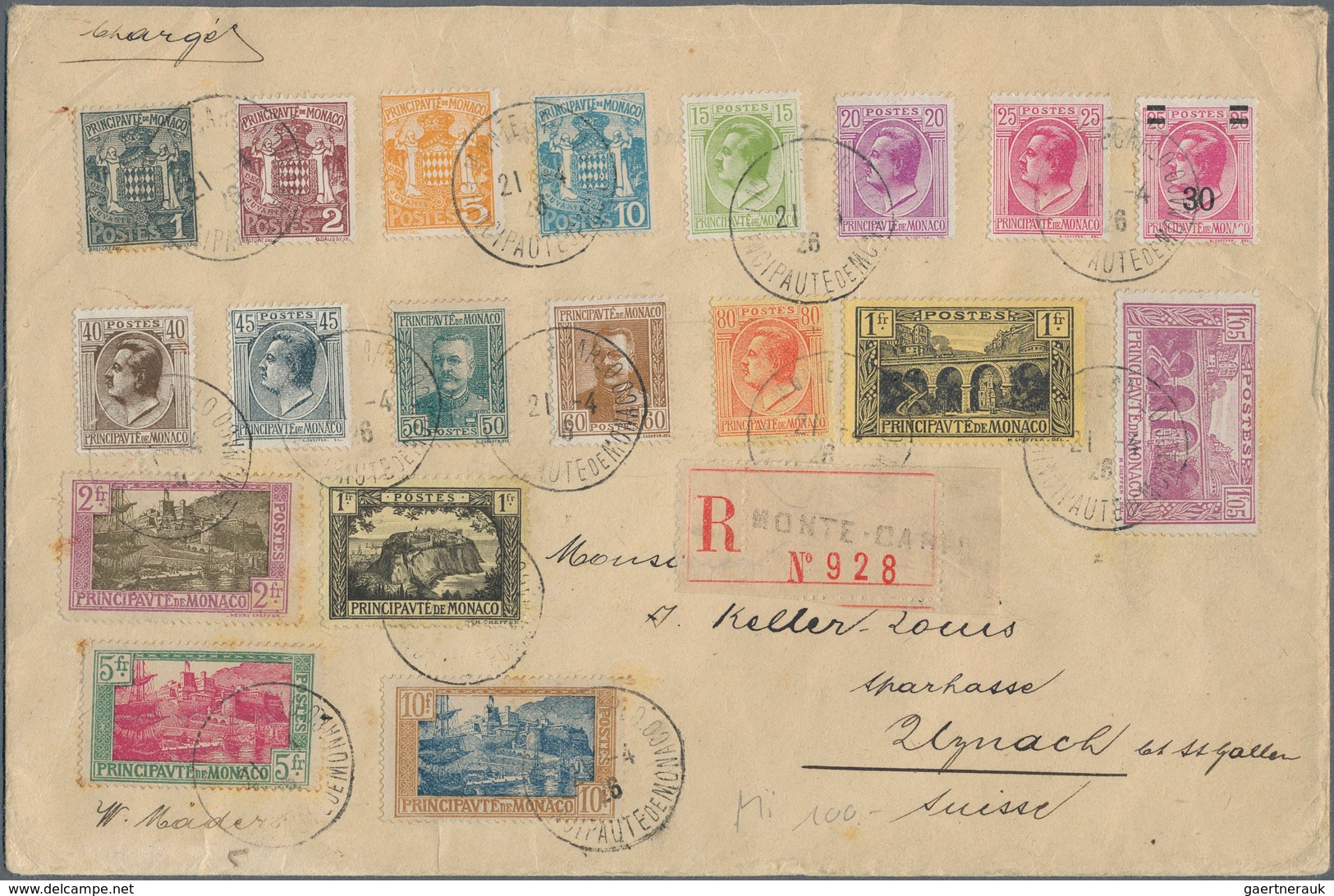 27357 Monaco: 1890/1960 (ca): 62 Covers And Postal Stationary, E.g. Airmails, Registered Letters, Reimbour - Neufs