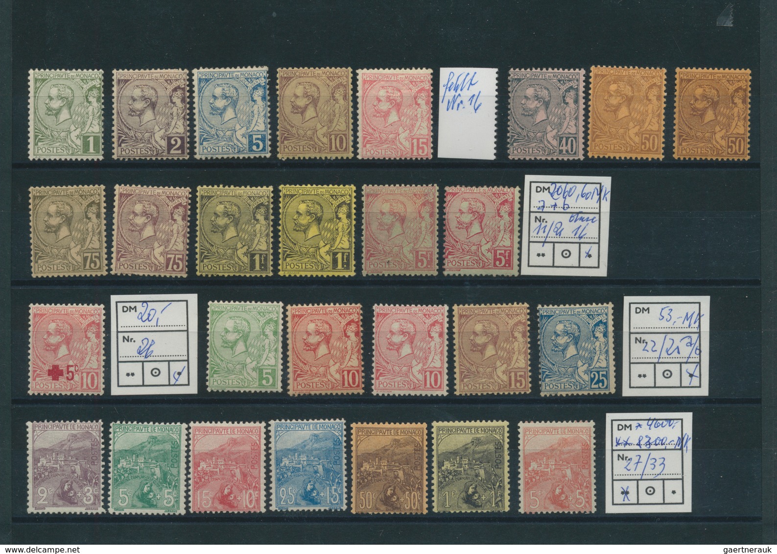 27358 Monaco: 1891/1922, Mint Collection Of 37 Stamps Incl. Michel Nos. 11/21 (except 16 But Two Shades Of - Neufs