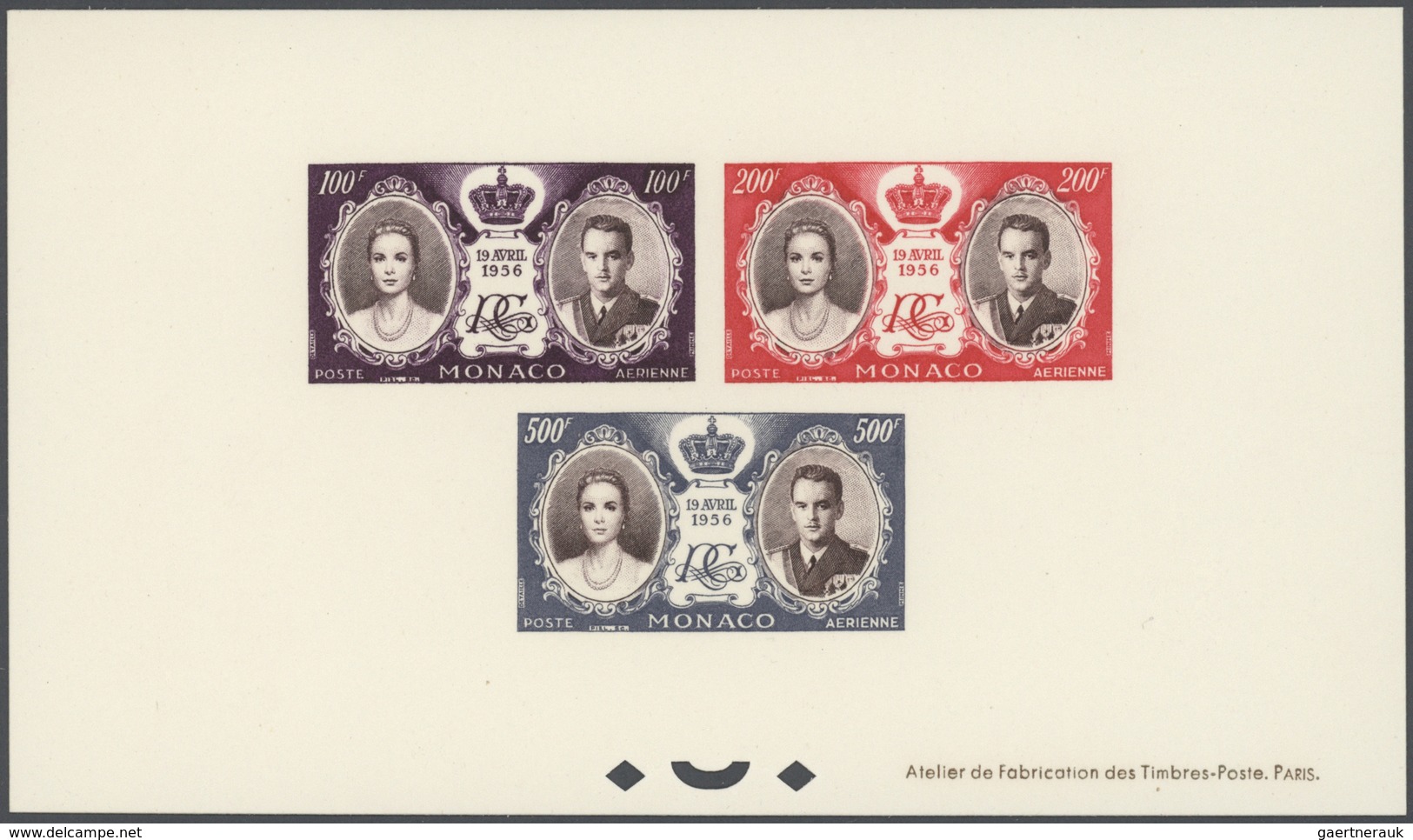 27376 Monaco: 1956, Royal Wedding, Presentation Book comprising a mint and a used set, both bloc specieux