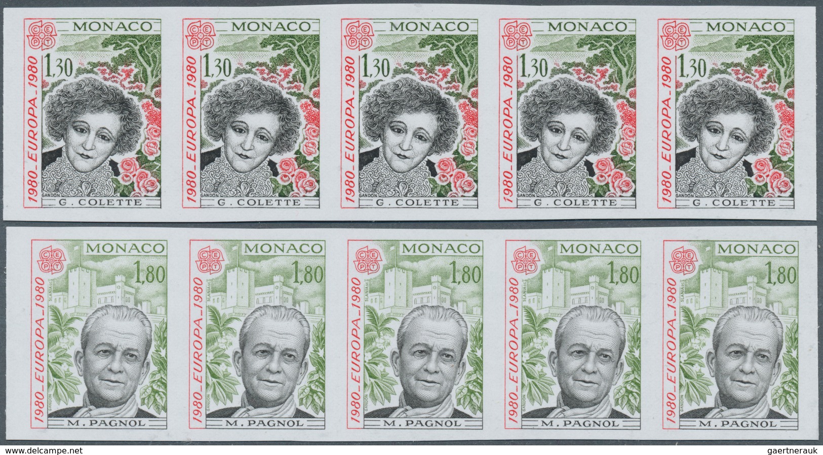 27383 Monaco: 1980, Europa-CEPT 'Prominent Persons' IMPERFORATE Set Of Two In A Lot With 85 Complete Sets - Neufs