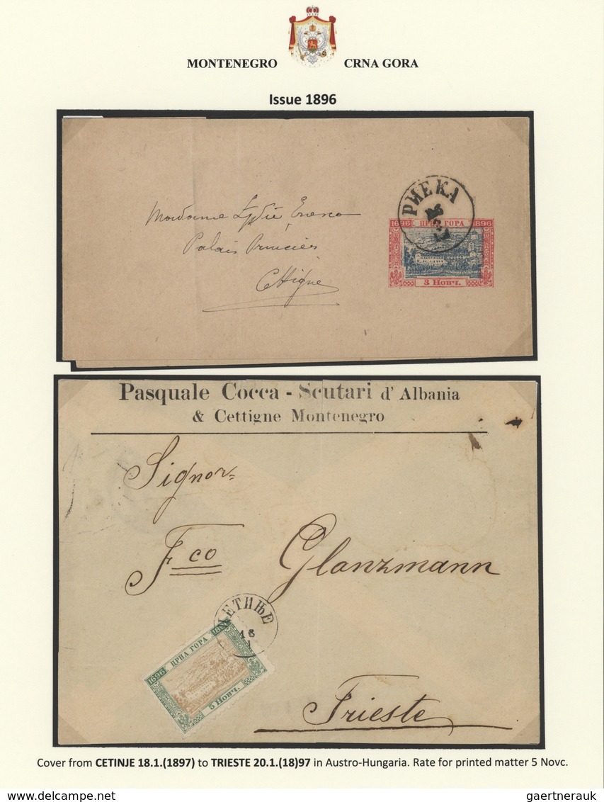 27397 Montenegro: 1874/1918 + 1941/1945: exhibition collection "Montenegro" in three albums and one sheet