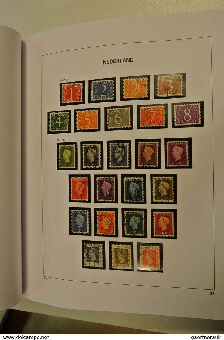 27421 Niederlande: 1852/1999: Well filled, mostly used collection Netherlands 1852-1999 in 2 Davo albums.