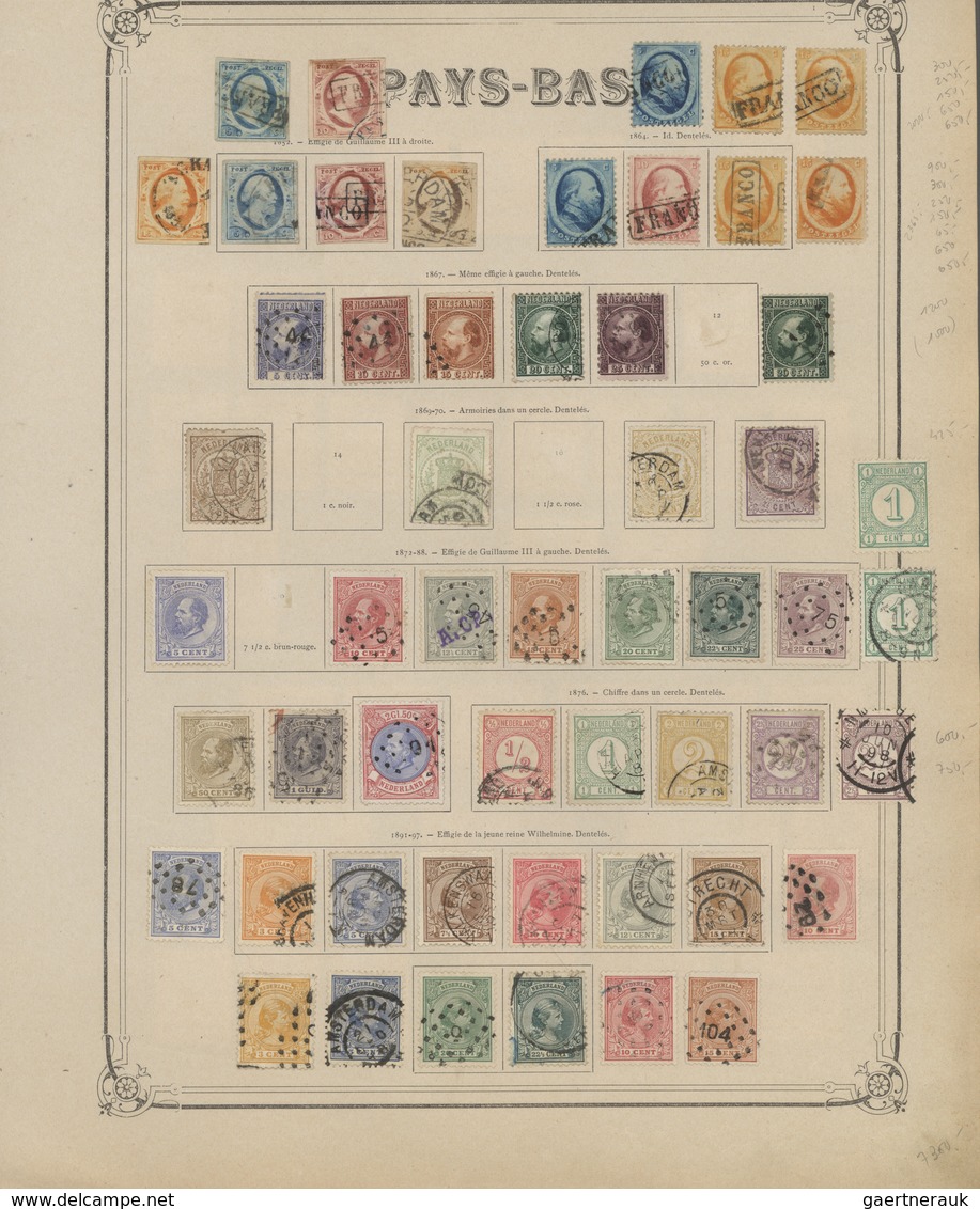 27433 Niederlande: 1852/1943, Old Collection On French Pages (stamps Hinged On Both Sides) Starting With 1 - Lettres & Documents