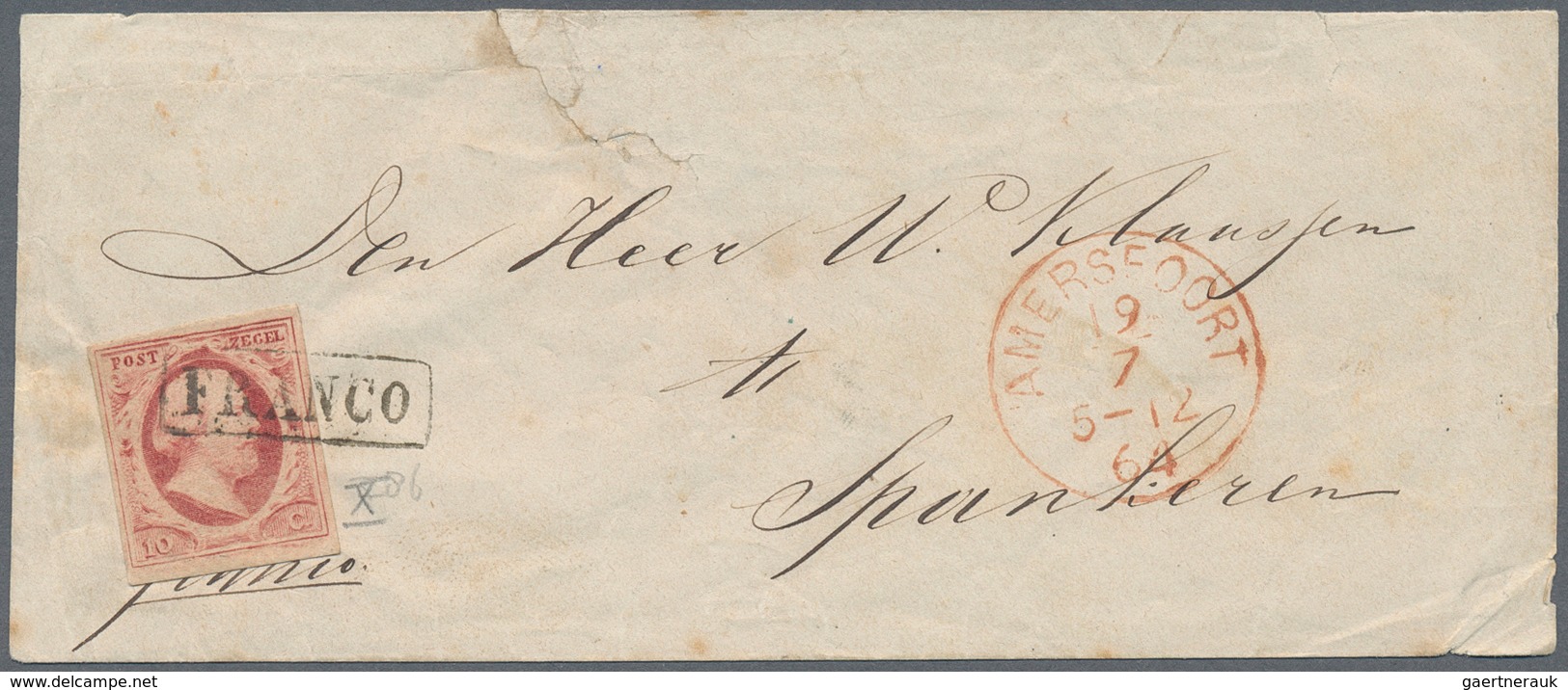 27437 Niederlande: 1852, Lot Of Ca. 24 Covers And Folded Letters Each With 10c Carmine Single Franking (1x - Lettres & Documents