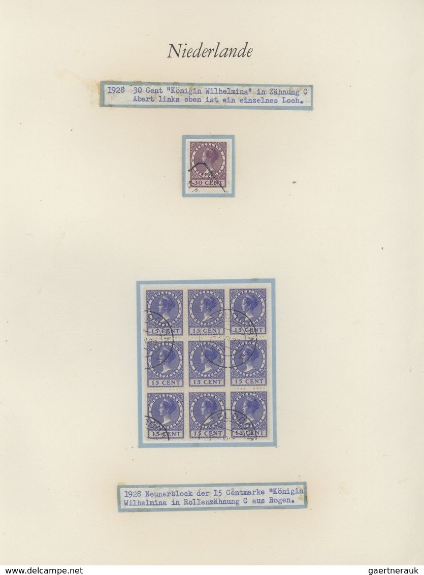 27459 Niederlande: 1924/1941, Comprehensive Specialized Collection Of Definitive Stamps On Exhibition Page - Lettres & Documents