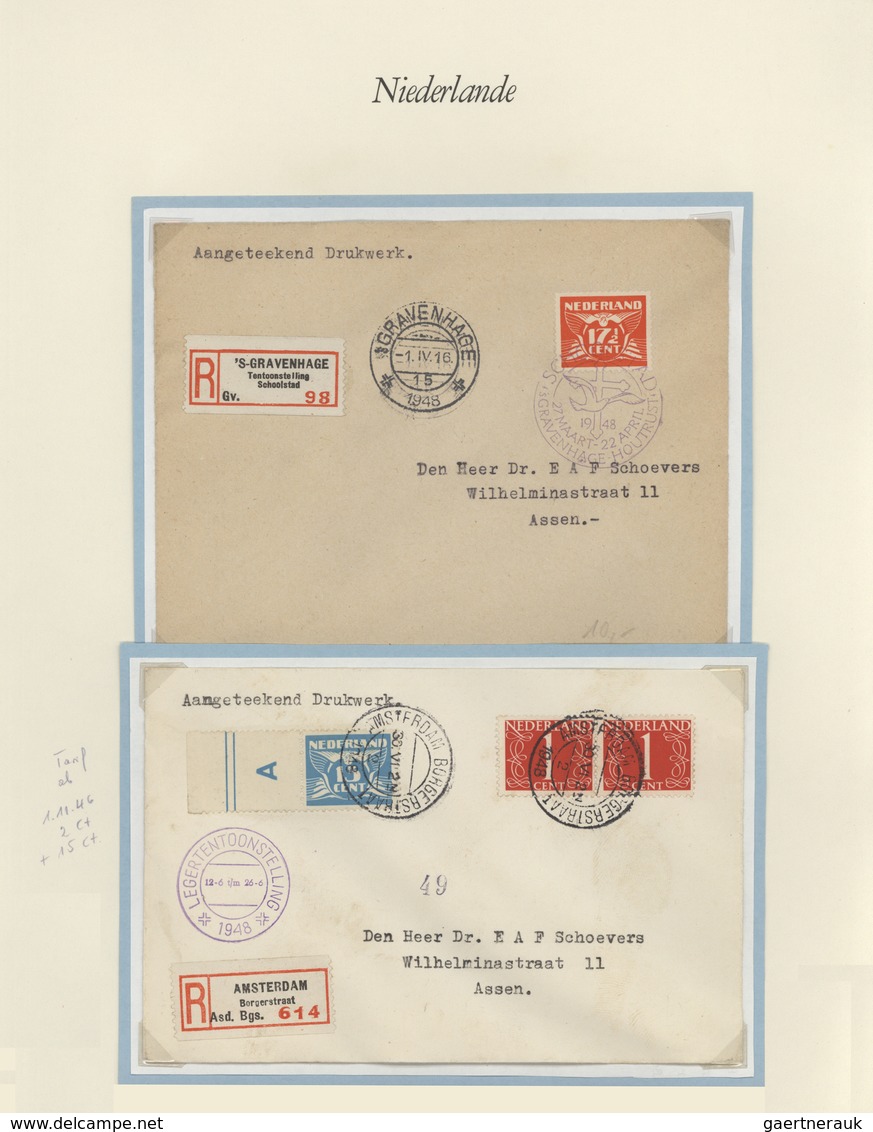 27460 Niederlande: 1925/1946, Specialized Exhibition Collection "postal Rates" With 78 Covers, Comprising - Briefe U. Dokumente