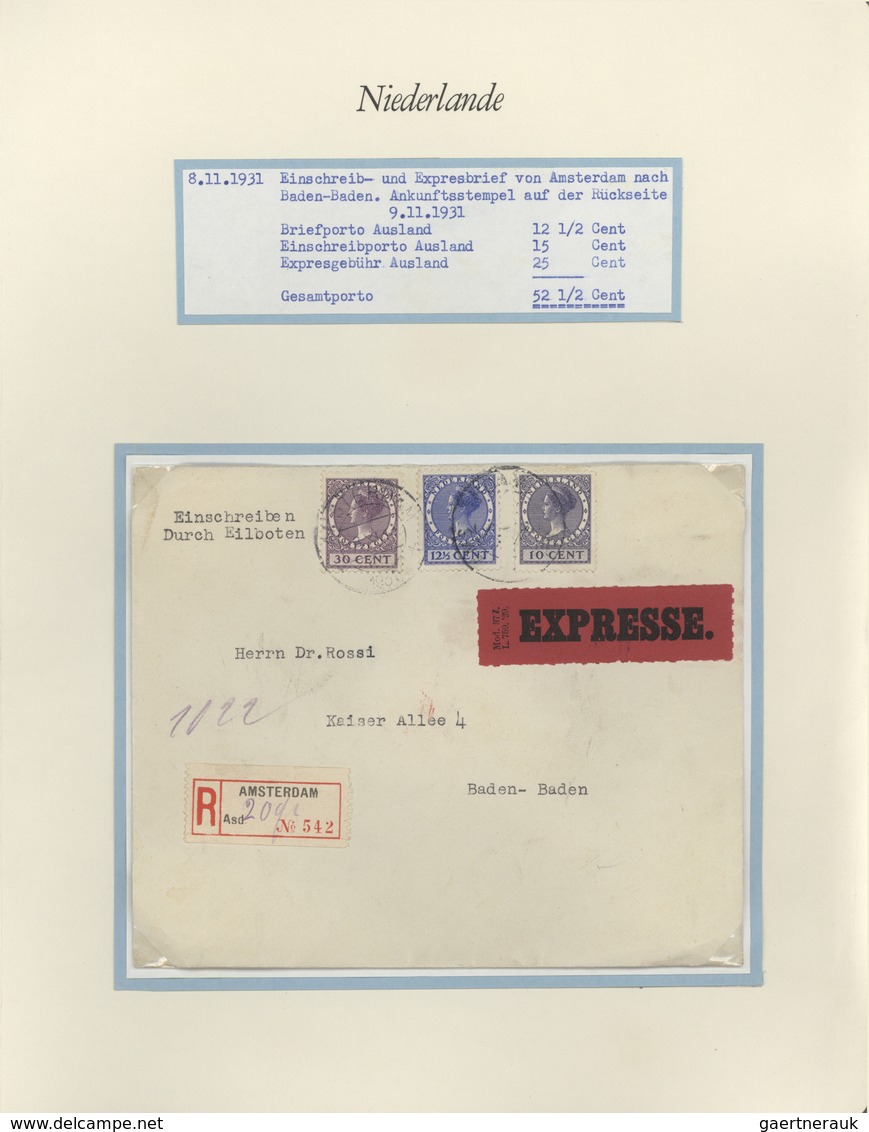 27460 Niederlande: 1925/1946, Specialized Exhibition Collection "postal Rates" With 78 Covers, Comprising - Briefe U. Dokumente