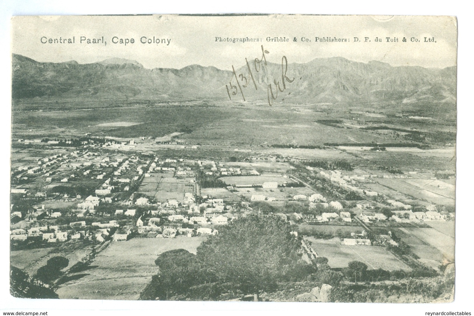 1905, South Africa, Central Paarl, Cape Colony. Printed Pc, Used. Stellenbosch Pmk. - South Africa