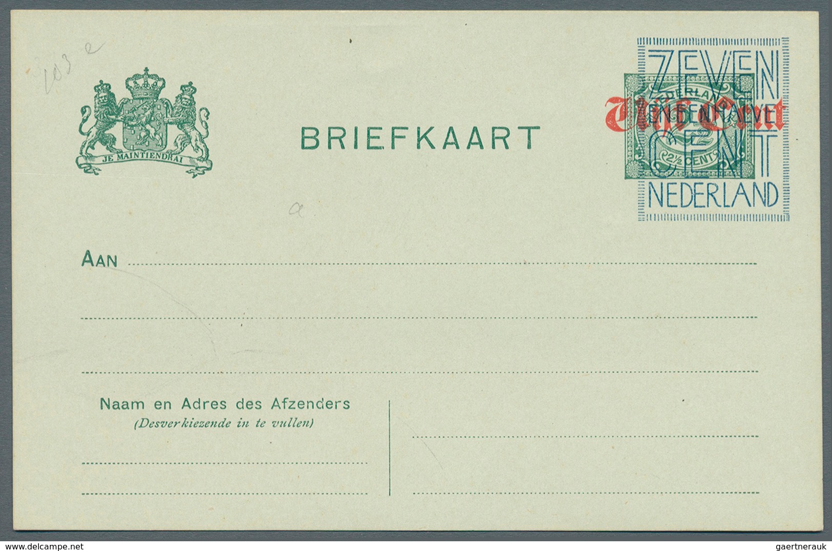 27500 Niederlande - Ganzsachen: Ca 1920: ca 26 verschiedene nicht verausgabte Überdruckprovisorien von Gan