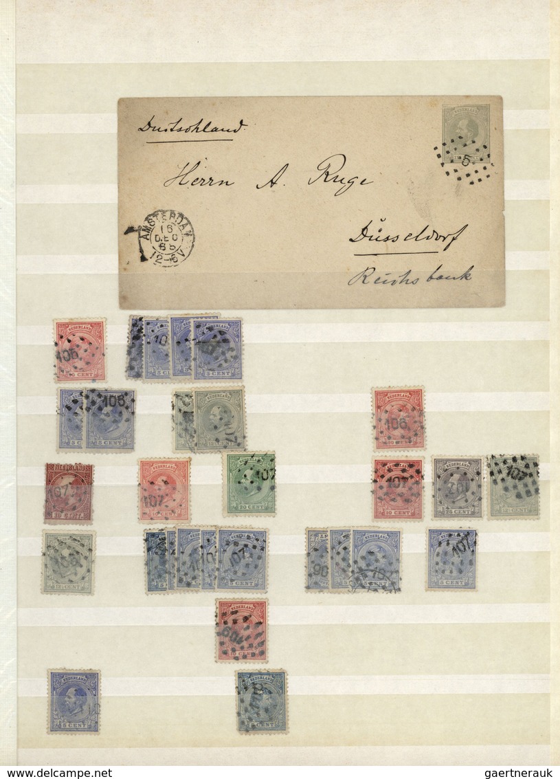 27504 Niederlande - Stempel: 1870/1890 (ca.), Numeral Cancellations, Holding Of Apprx. 640 Stamps (mainly - Marcophilie