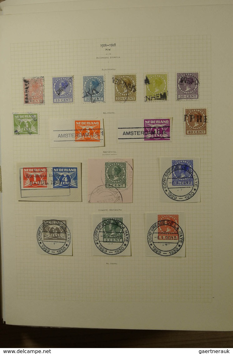 27508 Niederlande - Stempel: Album with various cancels of the Netherlands, including numeral cancels, gum