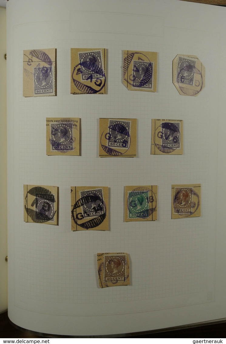 27508 Niederlande - Stempel: Album with various cancels of the Netherlands, including numeral cancels, gum