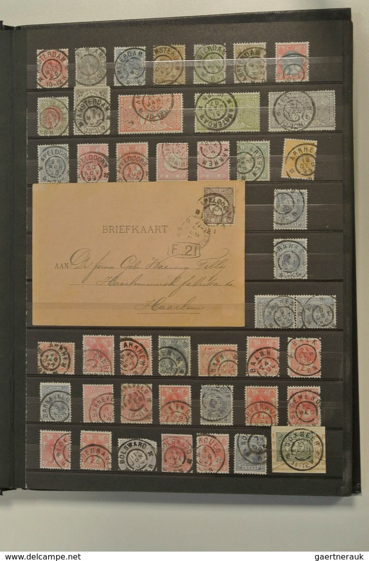 27511 Niederlande - Stempel: Collection of ca. 550 stamps and 62 covers and cards with various large round