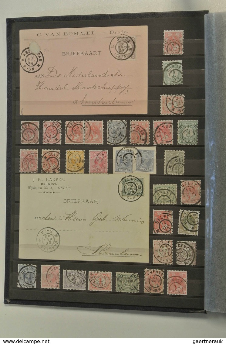 27511 Niederlande - Stempel: Collection of ca. 550 stamps and 62 covers and cards with various large round