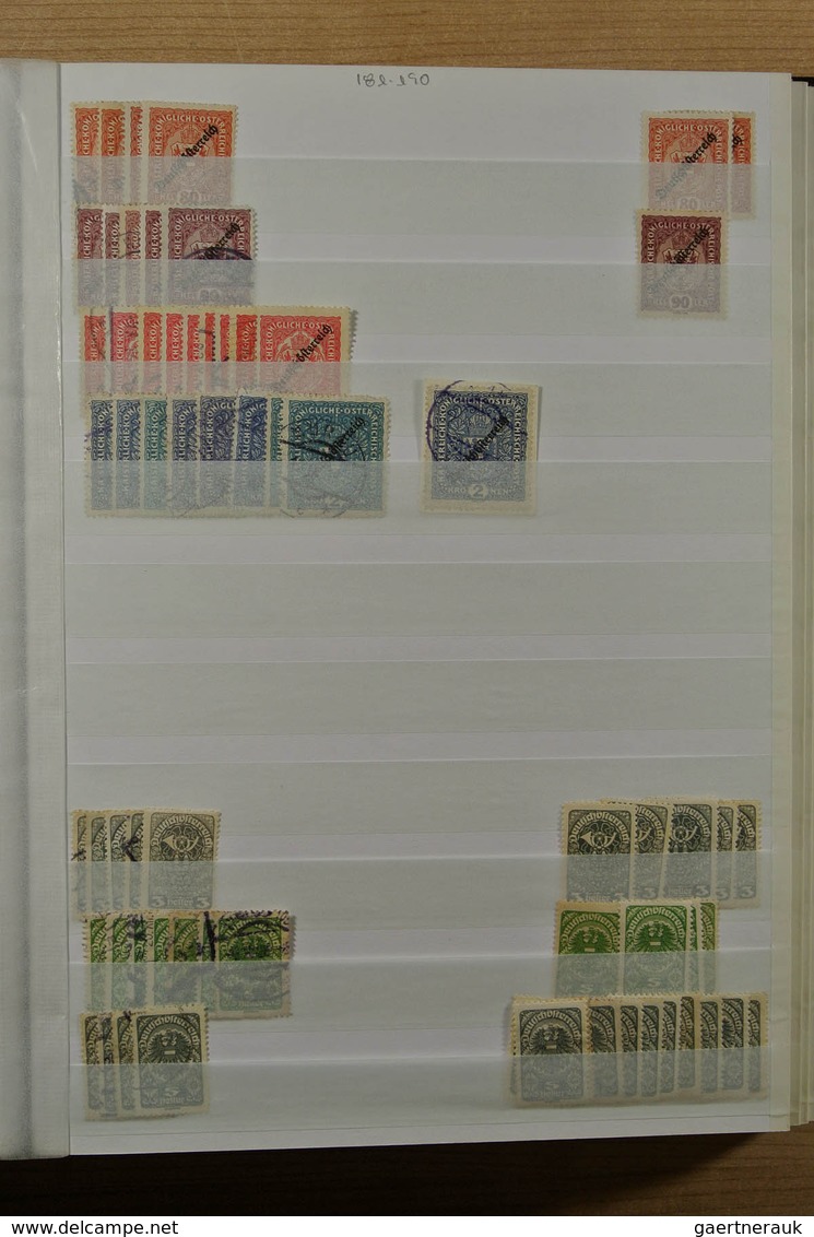 27557 Österreich: 1850-1945. Mostly used stock Austria 1850-1945 in fat stockbook, including a.o. better c