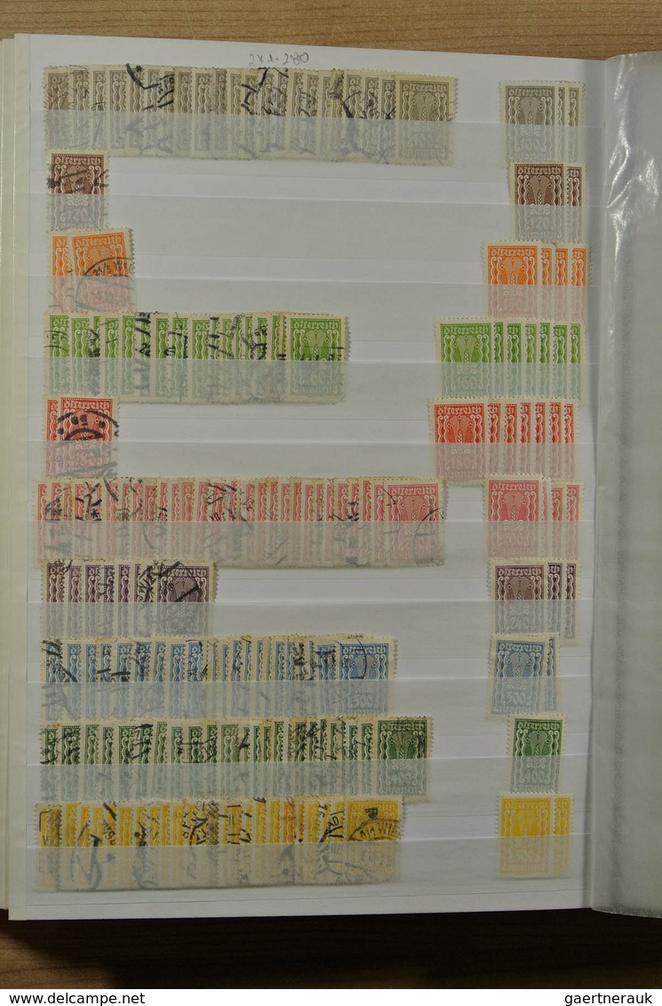 27557 Österreich: 1850-1945. Mostly used stock Austria 1850-1945 in fat stockbook, including a.o. better c